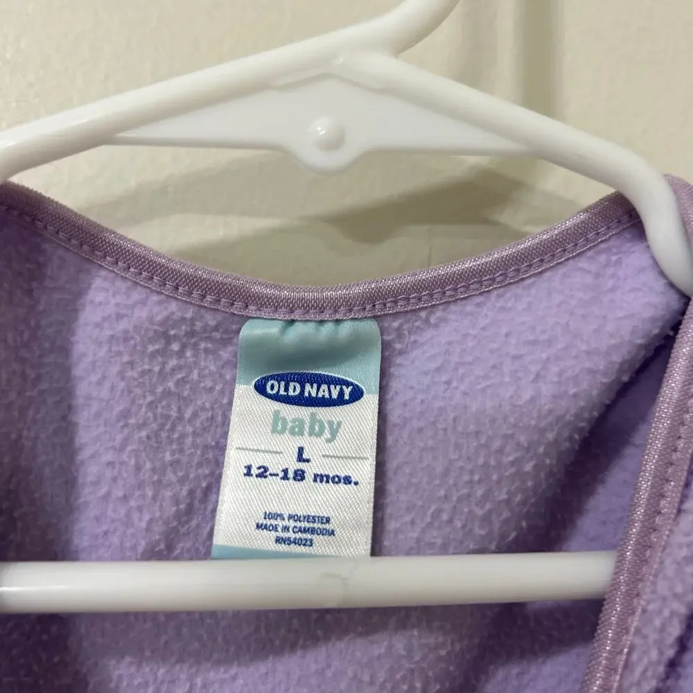 Old Navy Vintage Baby Girls Size 12-18 Months Purple Fleece Sweatshirt 2000s